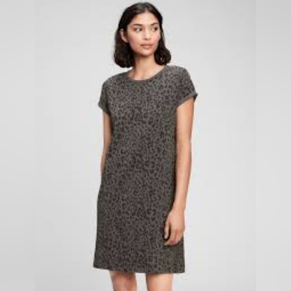 Gap leopard print pocket t-shirt dress size Medium - Picture 1 of 6